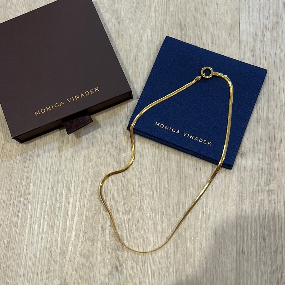 NEW Monica Vinader gold snake chain necklace 18 ct gold vermeil